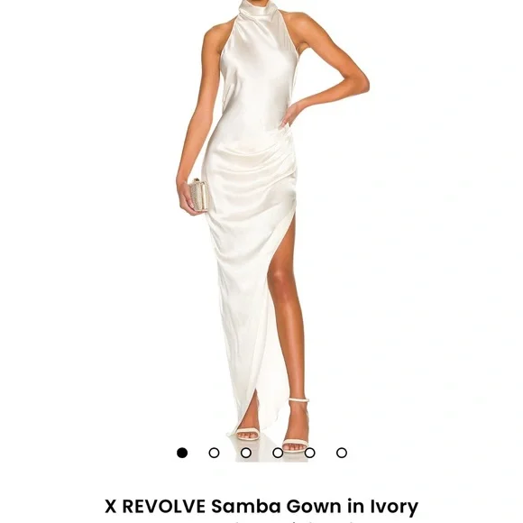 REVOLVE Cream Asymmetrical Ruched Gown - Picture 1 of 5